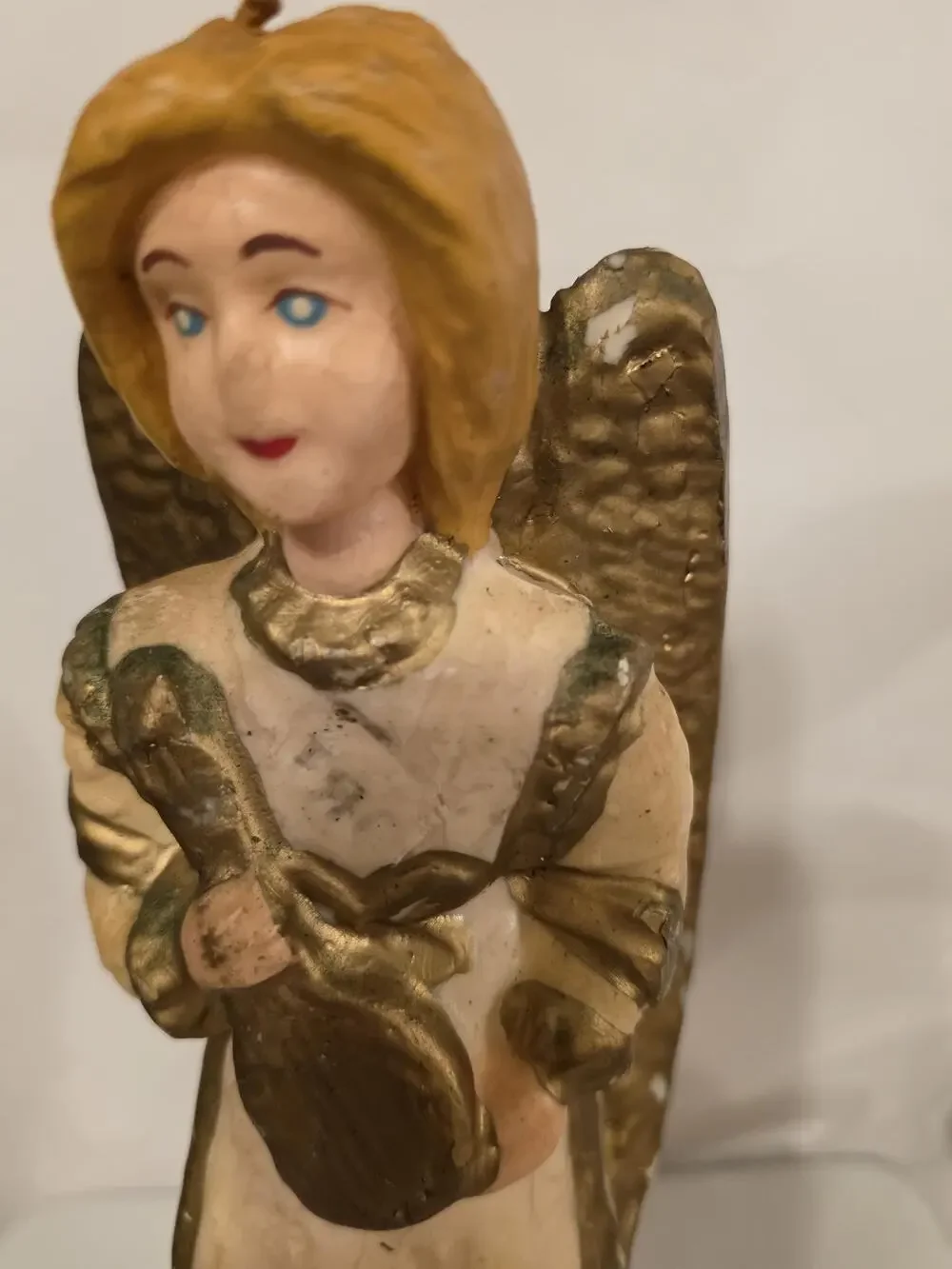 Large vintage Angel cream and gold unused candle HTF